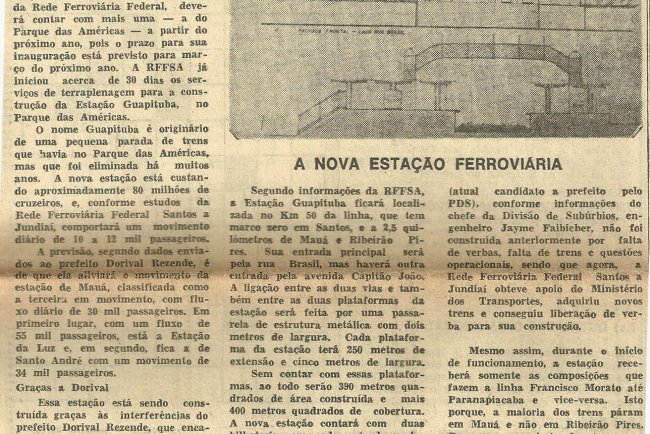 Guapituba, Mais uma estação Ferroviária 1982