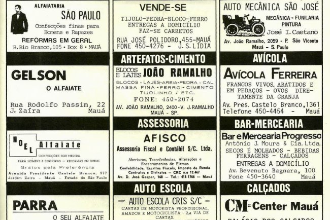 73 anúncios antigos de empresas de Mauá (1981)