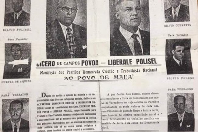 Cartaz da primeira campanha eleitoral de Mauá 1953