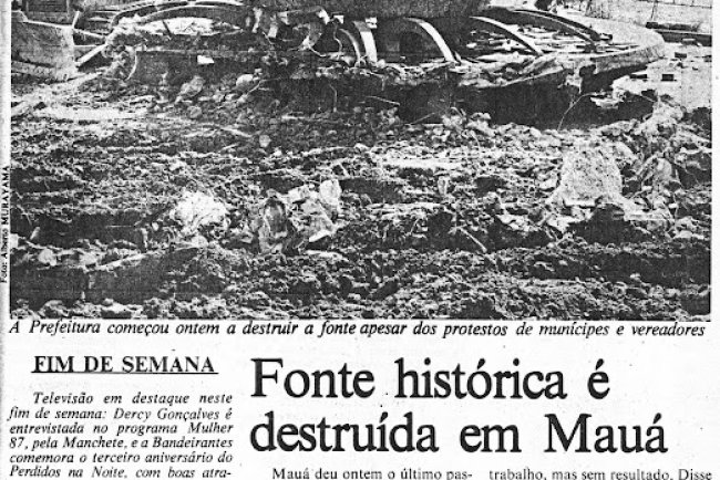 Fonte histórica é destruída em Mauá 1987