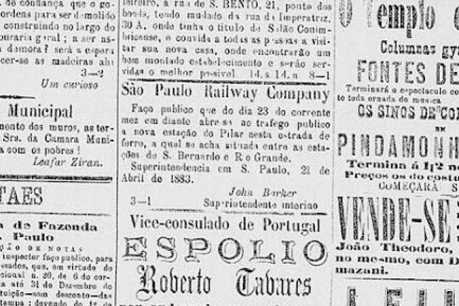Inauguração da estação Pilar 1883 (Mauá)