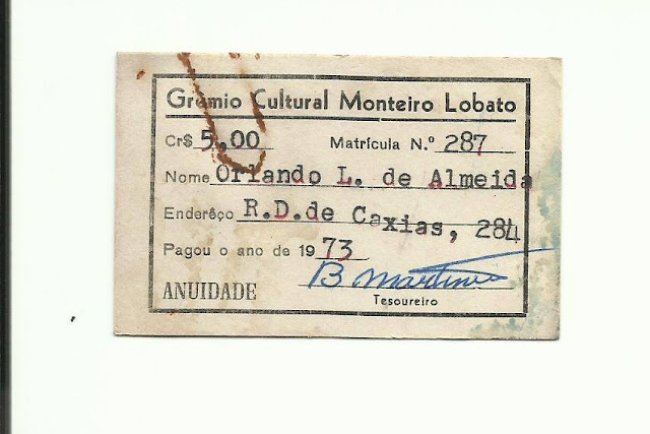 Grêmio Cultural Monteiro Lobato enviada por Orlando Lisboa de Almeida