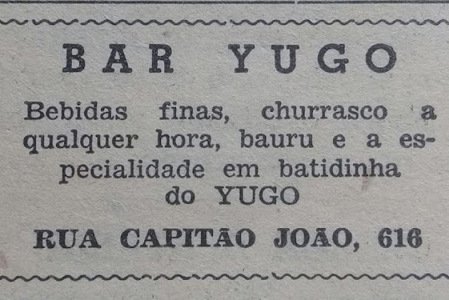 Bar Yugo - Folha de Mauá - 28 de maio de 1955