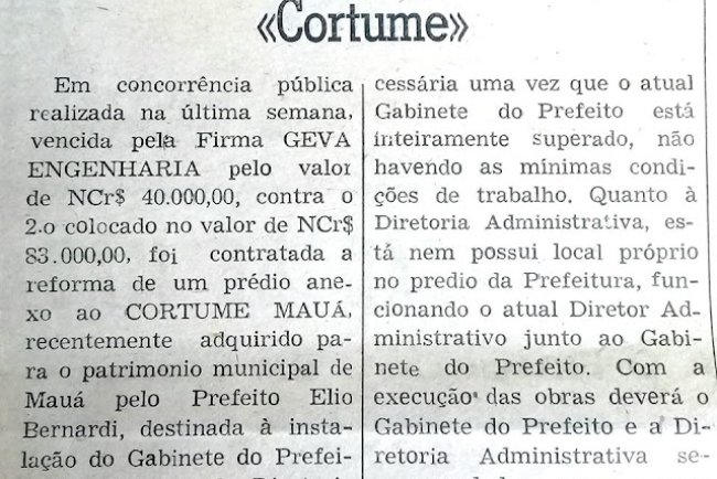 Novo gabinete do prefeito no Curtume, 1969
