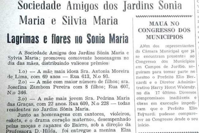 Homenagem do Dia das Mães em Mauá, 1969