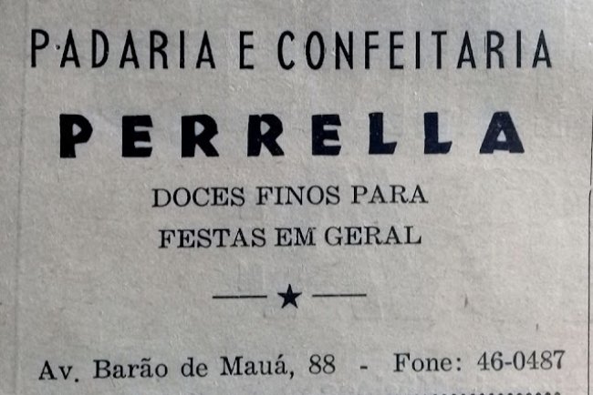 Padaria e Confeitaria Perrela - Folha de Mauá - Março de 1969