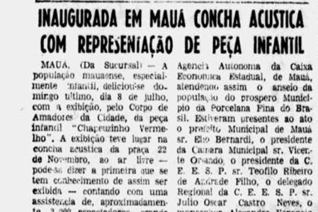 É Inaugurada em Mauá a Concha Acústica, 15 de julho de 1962