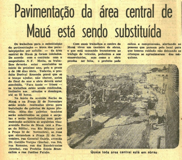 Mauá, Pavimentação da área central 1982