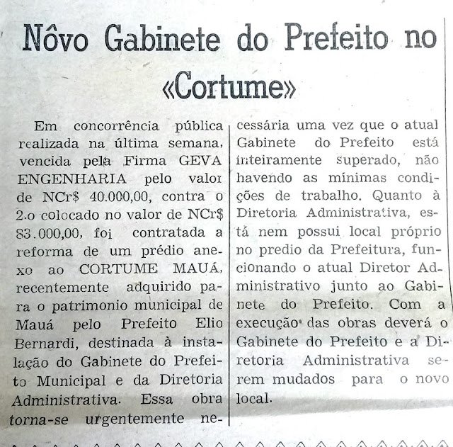 Novo gabinete do prefeito no Curtume, 1969