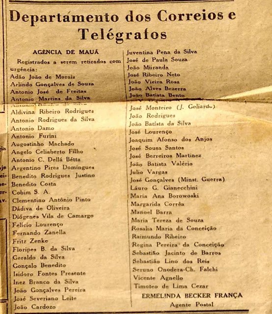 Departamento de Correios e Telégrafos de Mauá, 1952
