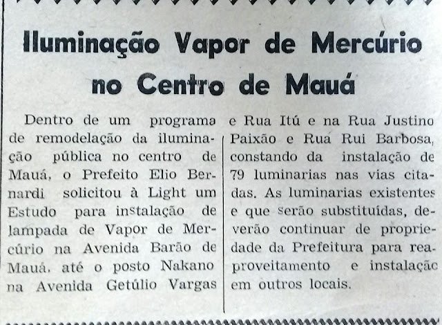 Iluminação de Vapor de Mercúrio no Centro de Mauá, 1969