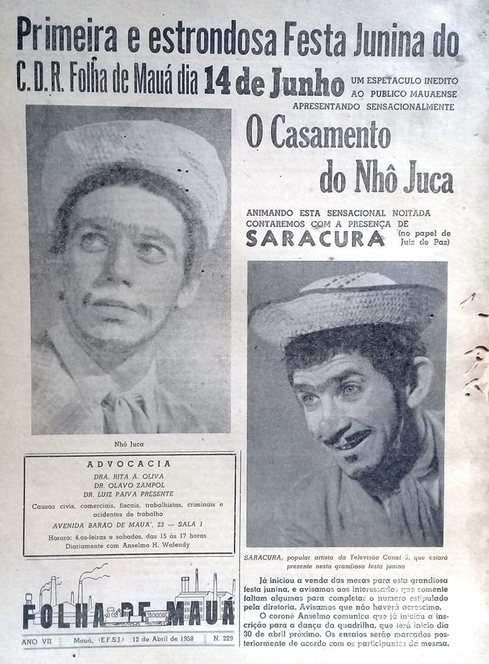 Festa Junina - Folha de Mauá - 12 de abril de 1958