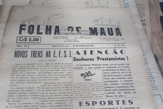 Doação de jornais da década de 1950 reforça o trabalho de preservação histórica do Mauá Memória