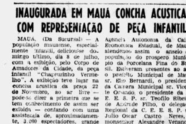 É Inaugurada em Mauá a Concha Acústica, 15 de julho de 1962