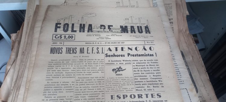 Doação de jornais da década de 1950 reforça o trabalho de preservação histórica do Mauá Memória