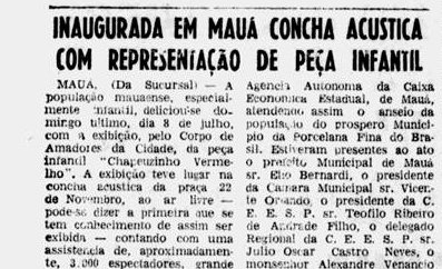 É Inaugurada em Mauá a Concha Acústica, 15 de julho de 1962