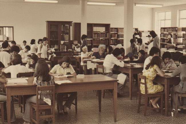A antiga Biblioteca Pública Municipal de Mauá na década de 1970