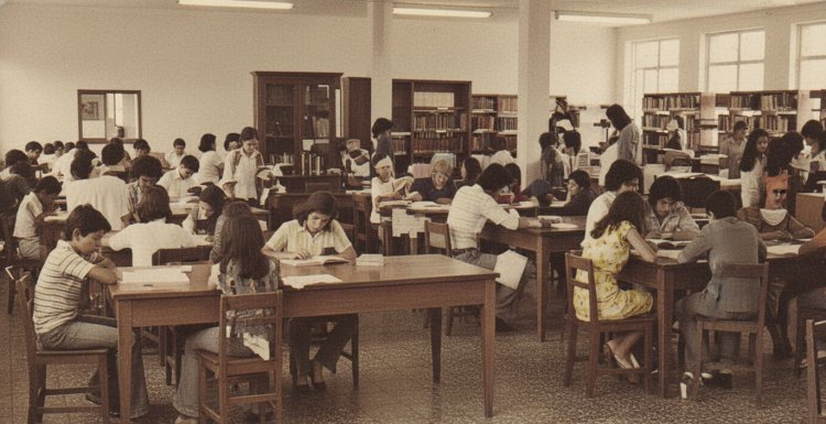 A antiga Biblioteca Pública Municipal de Mauá na década de 1970